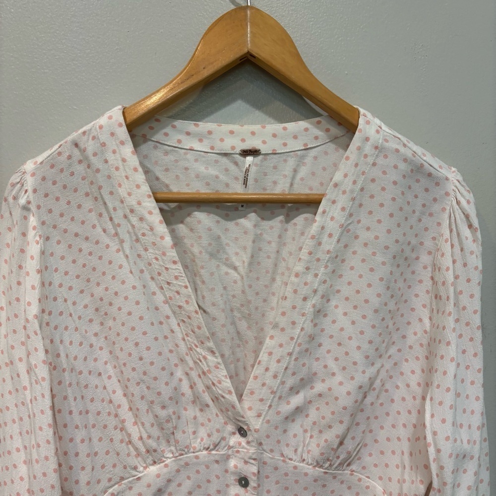 Free People Love Street Pink Ivory Top Women’s Size Medium - Picture 4 of 10